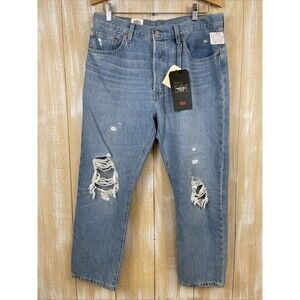 Free People Levis 501 Jeans Cropped High Rise Straight Leg Button Fly 32x26 *NWT